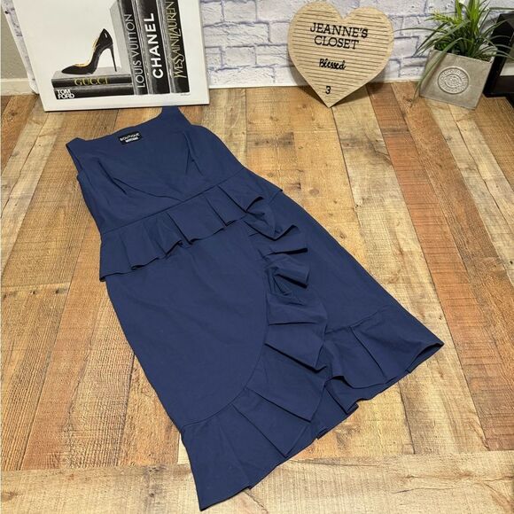 Boutique Moschino blue Ruffled Cotton Sleeveless Peplum Dress 12 - Picture 13 of 14